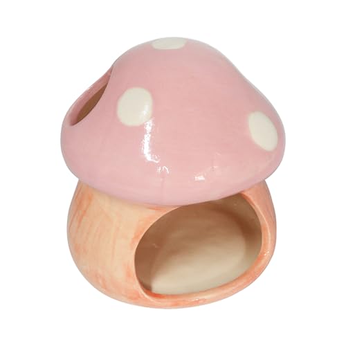 Fish Tank Decor, Cute Mushroom House Aquarium Decorations Accessory, Betta Bed Fish Tank Caves for Goldfish Shrimp Toad Hideout (Pink) - color: Pink