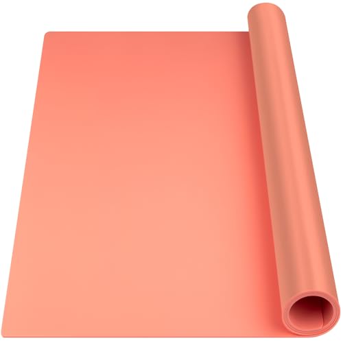 Silicone Mat Heat Resistant Mats for Countertop, Large Silicone Mats for Crafts Kitchen Counter Workbench Table protector, Size 36x24 inches Thick 2mm,Rolled Package,Coral - color: Coral, size: 36"L x 24"W