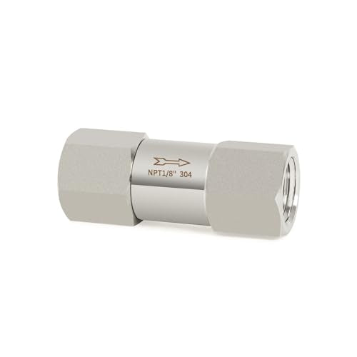 ChillWaves 304 Stainless Steel In-Line Split Check Valve 1/8" NPT Female Thread, One-Way Non-return Check Valve for Backflow Prevention(1-PACK) - size: 1/8" FNPT, style: Split Check Valve