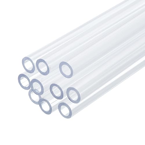 uxcell 10 Pcs Clear Plastic Rigid Tubing 3mm ID x 5mm OD, 0.5 Meters Length Round Polycarbonate Tubing for Aquarium Water Pipe, Water Cooling System, Plumbing - size: 3mm x 5mm