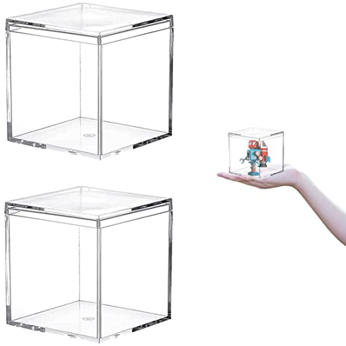 Acrylic Box Clear Boxes for Display Acrylic Candy Boxes with Lid Plastic Square Cube Home & Office Storage Box Wedding Party Favor - size: 3.4 x 3.4 x 3.4 Inch