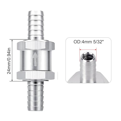 EVIL ENERGY 5/32" Fuel Check Valve One Way Inline Non Return Diesel Gasoline Silver (4mm OD,2PCS) - color: Silver, size: 5/32