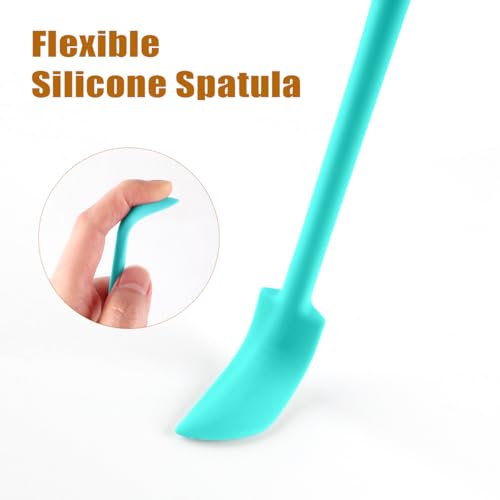 Silicone Spatula Set (6Pcs) - Mini Scraper Tool for Beauty & Food - Reach Every Last Drop, Multi-Size Spatulas for Makeup Jars, Lotion Bottles & Kitchen Containers (Blue) - color: Blue