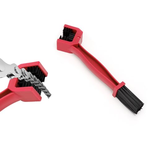 Ziciner Motorcycle Chain Brush, Bike Chain Cleaning Brush with Double-Ended Brushes, Durable Motor and Bicycle Chain Gears Maintenance Cleaning tool, Motorcycle Accessories (Red) - color: Red