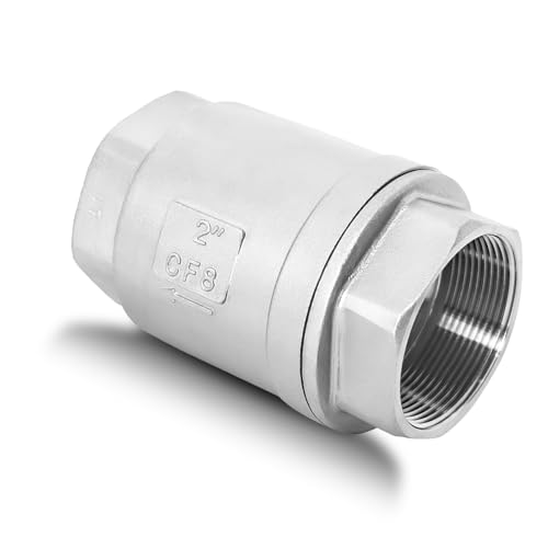 2" NPT Stainless Steel Spring Check Valve, WOG1000 NPT Thread unleaded In-Line Vertical Check Valve Non Return One Way Counterflow to Prevent the Medium Backflow for Oil Water Gas Air DN50 - size: 2"-NPT