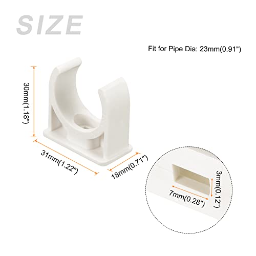 METALLIXITY PVC Water Pipe Clips (23mm/0.91") 6Pcs, Plastic U Shaped Pipe Fitting Clamps - for Tubing Hose Water Supply, White - size: 23mm/0.91"