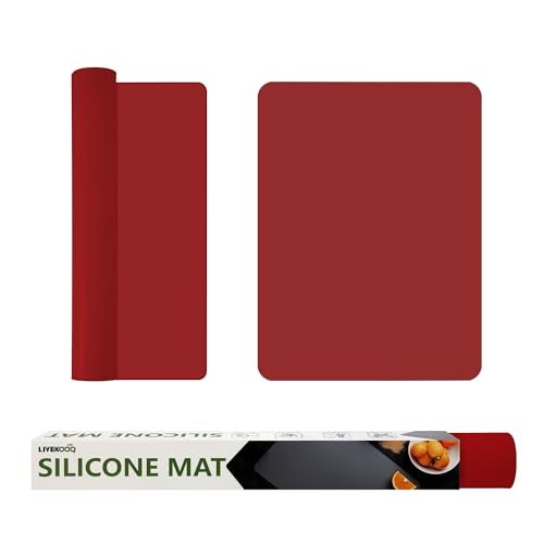 Silicone Mat for Kitchen Counter, Silicone Mat Trimable to Size (Red, 15.7×11.8inch-2pcs), BPA-Free Silicone Placemat, Heat-Resistant NonSlip Table Mat for Air Fryer, Countertop Protector Mat - color: Red, size: (M1 - 15.7''x 11.8‘’x 0.04'')