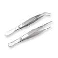 5 Inch Stainless Steel Tweezers with Straight and Curved Serrated Tip Multipurpose Forceps for Craft Repairing 2 Pack - size: 5 Inch