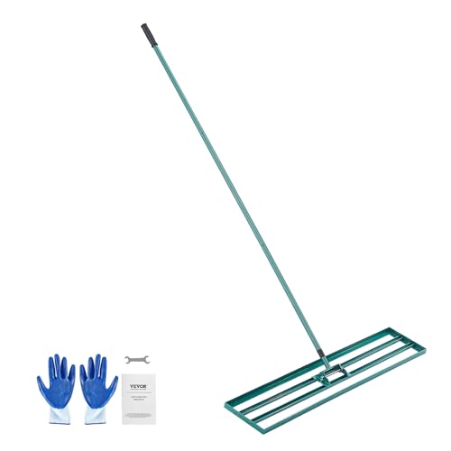 VEVOR Lawn Leveling Rake, 48""x10"" Level Lawn Tool, Heavy-Duty Lawn Leveler with 78"" Steel Extended Handle, Yard Leveling Rake Suit for Garden, Golf Lawn, Farm, Green - size: 48"x10", style: Classic: Alloy