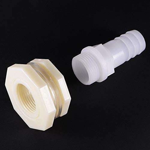 uxcell Bulkhead Fitting Adapter 25mm Barbed x G1 Female ABS White for Aquariums, Water Tanks, Tubs, Pools - size: G1