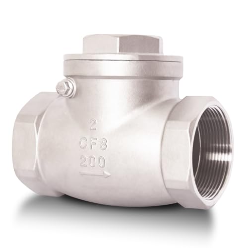 2" NPT Horizontal Check Valve, Stainless Steel Non Return Swing Check Valve, Level One Way Counterflow Valve to Prevent the Medium Backflow for Oil Water Gas Air（2", DN50） - size: 2"-NPT