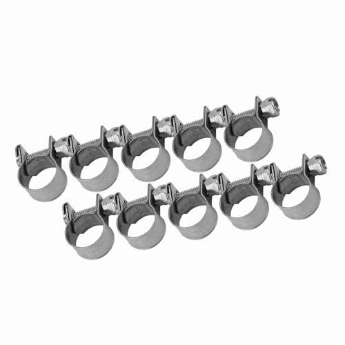 10pcs Stainless Steel Hose Clamps – Adjustable 6-20mm Fuel Line Pipe Clips for Air, Water, Silicone & Fuel Hoses (11-13Mm) - size: 11-13Mm