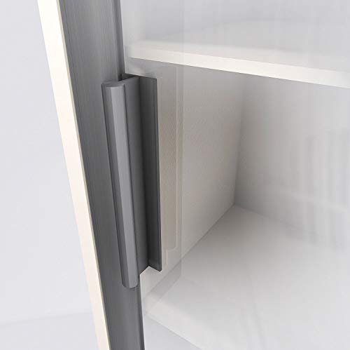 HRX Self-Adhesive Edge Fingerpull Door Handle - Easy to Install Screwless Peel and Stick on Glass, Wood, Metal, Plastic - Sliding Doors Knob for Kitchen Fronts, Drawers & Dressers Panels - 2 Pack - color: Clear Anodized