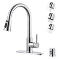 Kitchen Faucet with Air Gap: WOWOW Stainless Steel Kitchen Sink Faucet and Dishwasher Air Gap Kits for Kitchen Sink 2 or 4 Hole, Polished Chrome Kitchen Faucet Combo with Sprayer - color: Chrome, style: Kitchen Faucet with Air Gap Kit