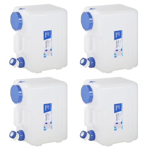 REDCAMP 3.9 Gallon/15L Portable Water Container with Spigot,Camping Water Jug, Large Water Tank,Portable Emergency Water Storage for Camping,Hiking,Hurricane Supplies, 4 Pack - color: White, size: 3.9Gal/512Ounces, 4 Pack