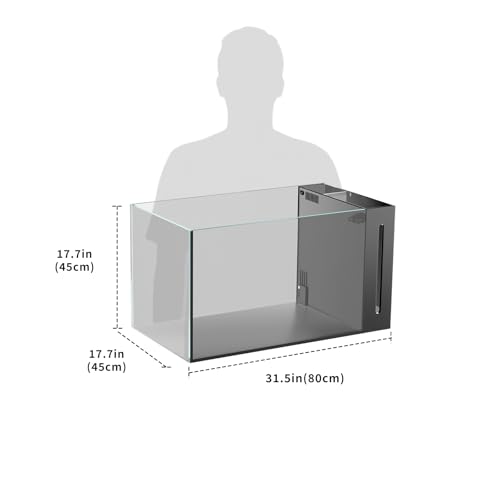 Allcolor Ultra Clear Rimless Aquarium Tank gallons Low Iron Glass Side Filtration + Anti-Jumping net (40Gal) - size: 40Gal 31.5"L×17.7"W×17.7"H