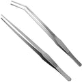 Aquarium Tweezers Extra Long 15 inches, Luxiv Stainless Steel Straight and Curved Tweezers 38cm Extra Long Tweezers for Fish Tank Plant Aquascape Tools, Feeding Tongs - color: Silver