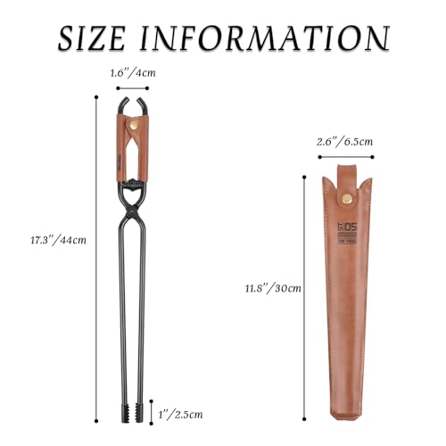 Fireplace Tongs Log Claw Tongs with Faux Leather Handle Cover Log Grabber Clamp Tool for Indoor & Outdoor Camping Campfire Fireplace Fire Pit(Black)