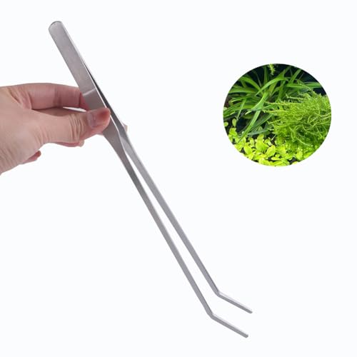 Stainless Steel Aquarium Tweezer Long Curved Tweezer Large Reptile Feeding Tong Plant Cleaning Tweezer Fish Tank Plant Tool