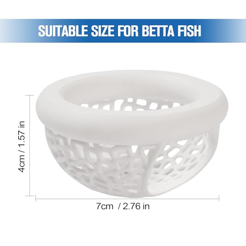 White Floating Betta Hide & Shrimp Cave Aquarium Hammock, Feeding Ring & Resting Spot for Betta Fish, Shrimp & Small Fish (S) - Plastic Material - color: White, size: Small