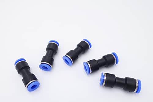 Push to Connect Fitting 1/4" Tube OD, Pneumatic Air Water Straight Union Two Way Connector/Coupler (Pack of 5) - size: 1/4 inch - 1/4 inch