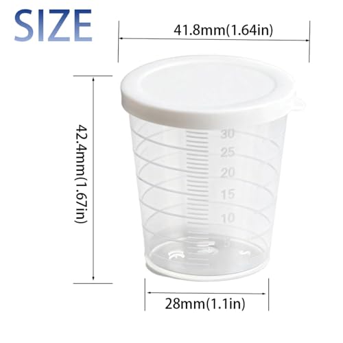 12-Pack 30ml Plastic Measuring Cups with Lids, Graduated Liquid Measuring Cups for Kitchen, Resin, Crafts, Lab, Stackable & Heat Resistant - style: 30 ML