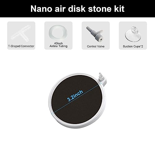 boxtech Air Stones for Fish Tank - 3.2 Inch Aquarium Ultra-High Dissolved Oxygen Diffuser Bubbler, Nano Oxygen Aerator Stone for 30-70 Gallon Hydroponics and Aquarium (Air Pumps not Included) - size: 3.2 inch for 30-70 gallon tanks