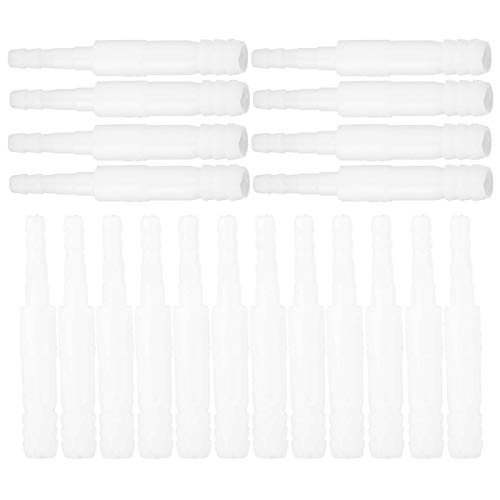 Yctze 20pcs Aquarium Hose Adapter - 4mm to 8mm PVC Air Valve Tube Connector Converter Straight Clear White Plastic Inline Tubing for Easy Water Pipe Connection