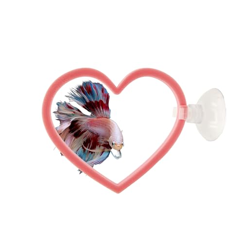 Heart Swim Ring Decor for Betta Fish, Interactive Exercise Toy for Aquariums Betta Ring, 2 Pack Pink