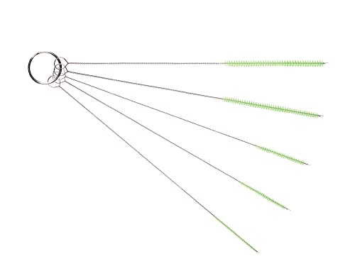 10" Lab Tube Brush Set - 5-Pack Small Glassware Green | Flexible food grade 304 wire, Densely packed surface safe nylon bristles, Radial protective wiretip prevents glass cracks - color: Green, size: Small 5 Pack (2mm 3mm 4mm 5mm 6mm)