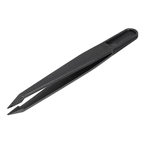 uxcell Plastic Anti-static Tweezers, Precision Slant Point Tip for Craft DIY Beauty Electronics Repair Tool Black - style: Slant Pointed Tip