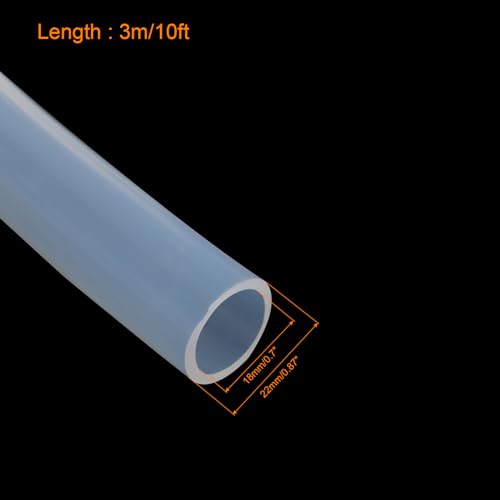uxcell Silicone Tubing 18mm(0.7") ID 22mm(7/8") OD 10ft Silicone Rubber Tube Air Hose Water Pipe Clear with Clamps - size: 18mm x 22mm