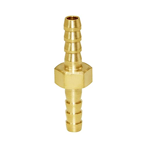 Joywayus 1/4" 6mm ID Hose Barb Hex Union Fitting Intersection/Split Brass Water/Fuel/Air with 10 Stainless Steel Clamps(Pack of 5) - size: 0.25 Inch, style: 5PCS