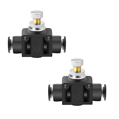 Beduan 12mm x12mm Tube OD Air Flow Control Valve with Push-to-Connect Fitting Speed Controller Union Straight SCF-12 (Pack of 2) - size: 12mm Tube OD(2Pcs)