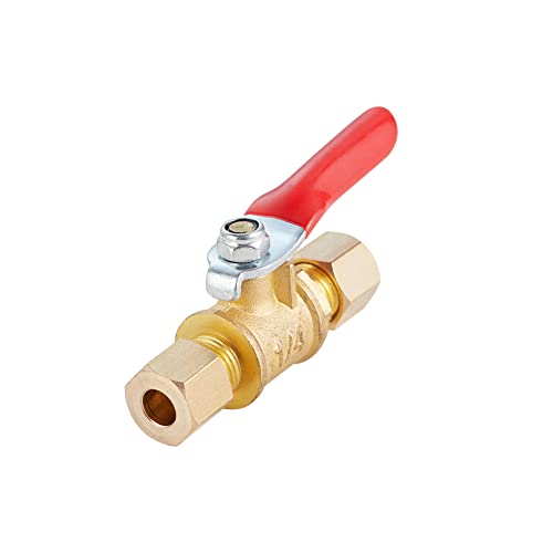 Brass Ball Valve Shut Off Switch, Tubing Fitting Straight Coupling Adapter 2pcs (1/4" Compression x 1/4" Compression) - size: 1/4" Compression x 1/4" Compression