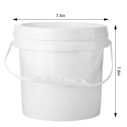 Gerrii 10 Pack White Plastic Bucket with Handle and Lid Food Storage Bucket Containers All Purpose Pail for Multipurpose Paint Water Art Crafts Projects Garage Organization (White,1 Gallon) - color: White, size: 1 Gallon