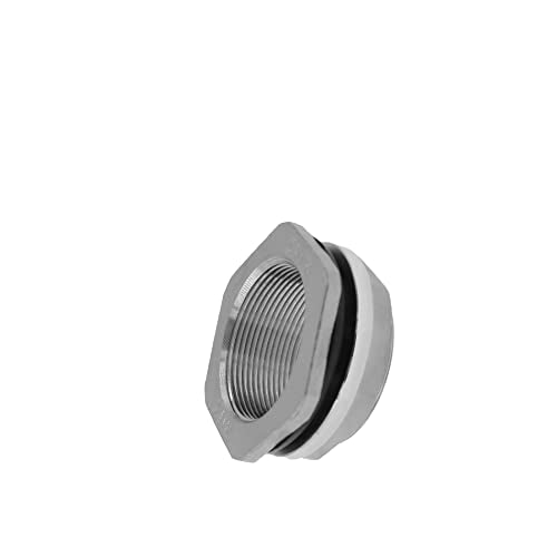 1.2" Bulkhead Water Tank Connector SUS304 Stainless Steel Thru-Bulk Fitting, Pipe Adapter for Rain Barrels, Aquariums, Tubs, Pools - size: 1.2"