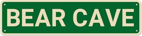 Metal Tin Sign BEAR CAVE Funny Vintage Sign Retro Metal Signs for Bedroom Kitchen Garden Wall Bar Club Coffee Home Decor 4x16 Inch - color: BEAR CAVE, size: 4x16inch