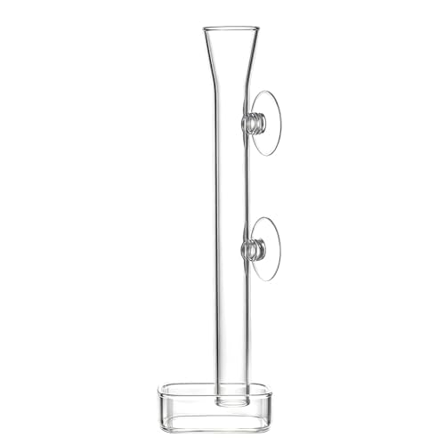 LINLAN 7.78 Inch Glass Shrimp Feeder, Aquarium Feeding Tube and Square Bowl with Two Suction Cups to Prevent Food from Spreading, for Crystal Shrimp and Cherry Shrimp - size: 20CM