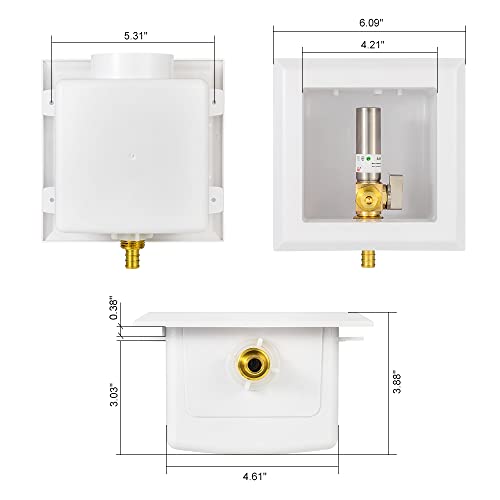 EFIELD Universal Ice Maker Box,1/2-Inch Pex Crimp Inlet with Installed 1/4-Turn Ball Valve with Stainless Steel Water Hammer Arrestor,(IM020) - size: with SS Arrestor, style: Pex Crimp