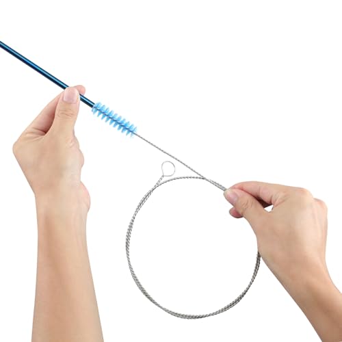25 Inches Flexible Tube Brush, Extra Long Straw Brush, Pipe Cleaner Brush for Cleaning Straw, Feeding Tube, Siphon Hose, Drain Clog, 4PCS (Blue) - color: Blue