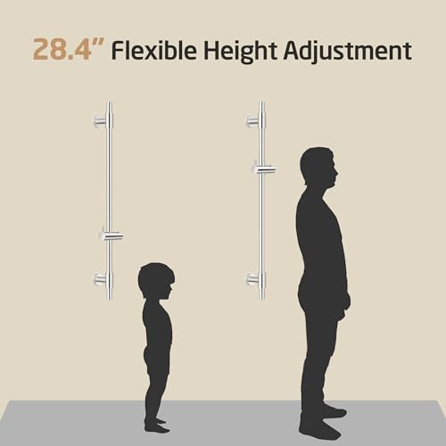 KES No Drill 30-Inch Shower Slide Bar with Adjustable Handheld Shower Head Holder, Self Adhesive, Universal Fit, SUS304 Polished Stainless Steel Drill-Free for Bathroom, F209S78DF-PS - color: Polished Finish, style: 30.7-Inch+Self-adhesive Mounted