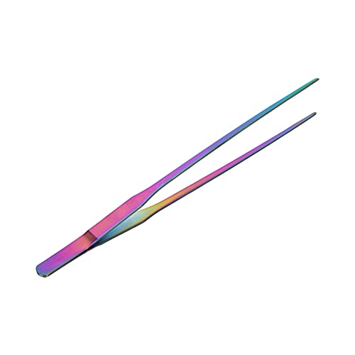 TITA-DONG 27cm Reptile Feeding Tongs, Rainbow Color Aquarium Tweezers Stainless Steel Fishbowl Long Tweezers, Aquascaping Tools for Hold Worms, Reptiles, Lizards, Bearded Dragon(27cm Straight Clip)
