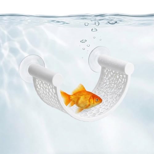 Betta Fish Hammock, Aquarium Floating Bed for Small Fish Minimalist Floating Rest Platform with Suction Cup Betta Hammock Fishes Tank Accessories for Shrimp Fishes Bettas(White) - color: White