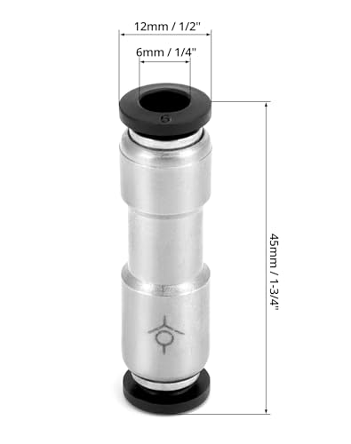 QWORK Push to Connect Air Fitting Valve - 1/4" OD, Nickel Plated Brass Check Valve for Air, Vacuum, Pack of 4 Connect One Way Inline Air Pneumatic Valves