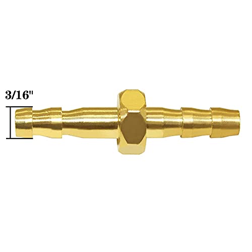 Joywayus Brass Hose Barb 3/16" ID Hex Union Brass Fitting Water/Fuel/Air (Pack of 10) - size: 3/16", style: 10PCS