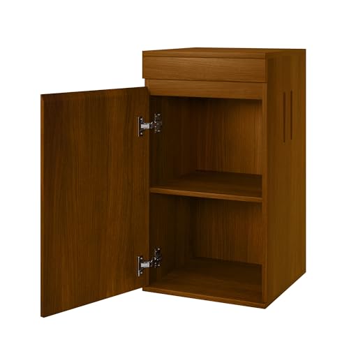 10-15 Gallon Aquarium Stand with Power Outlets, Farmhouse Fish Tank Stand, Reptile and Terrarium Stand with Drawer and Cabinet Storage, Sturdy Heavy Duty 16.9" - color: Brown 16.9" L