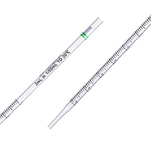 PEKYBIO Polystyrene Serological Pipettes Individually Wrapped Sterile Plastic Graduated Pipette 2ml, Pack of 100 - size: 2ML