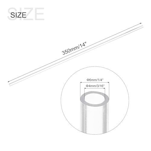 MECCANIXITY Plastic Pipe Rigid Polycarbonate Round Tube Clear 0.16"(4mm) ID 1/4"(6mm) OD 14"(350mm) High Impact for Lighting, Models, Water Plumbing - size: 0.16"IDx1/4"ODx14"