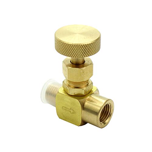 HongBoW Brass Instrument Needle Valve Wheel handle 600 Psi(WOG) (1/4 NPT Male x 1/4" NPT Female)